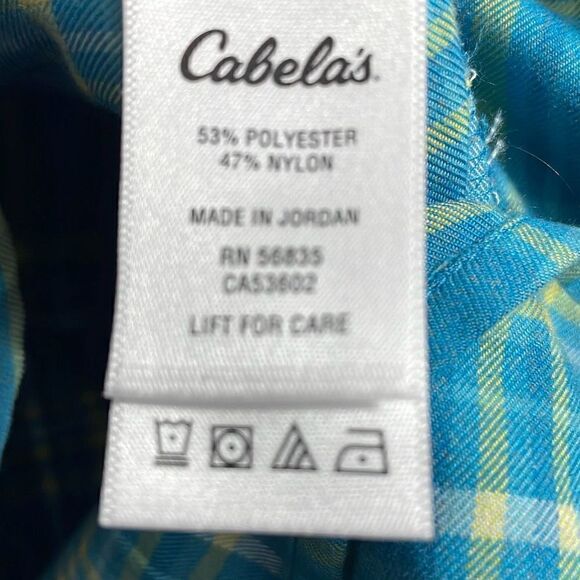 Cabela’s aqua & yellow spring plaid classic button front shirt pockets 2XL - Picture 12 of 12
